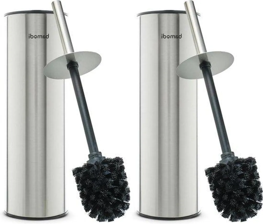 Brosse de toilettes en acier inoxydable avec couvercle et tête de rechange