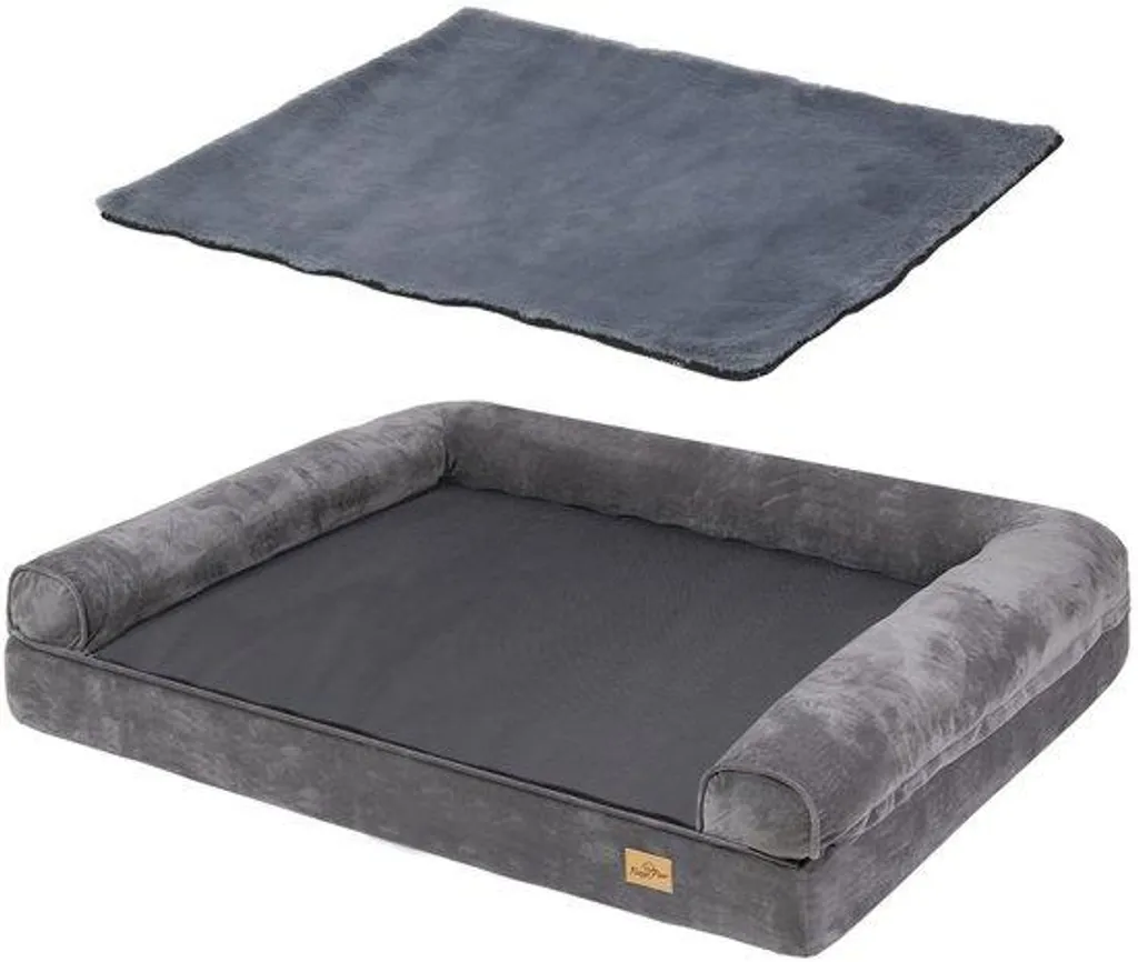 Lit orthopédique pour chien XL 100x75 cm ergonomique et lavable noir