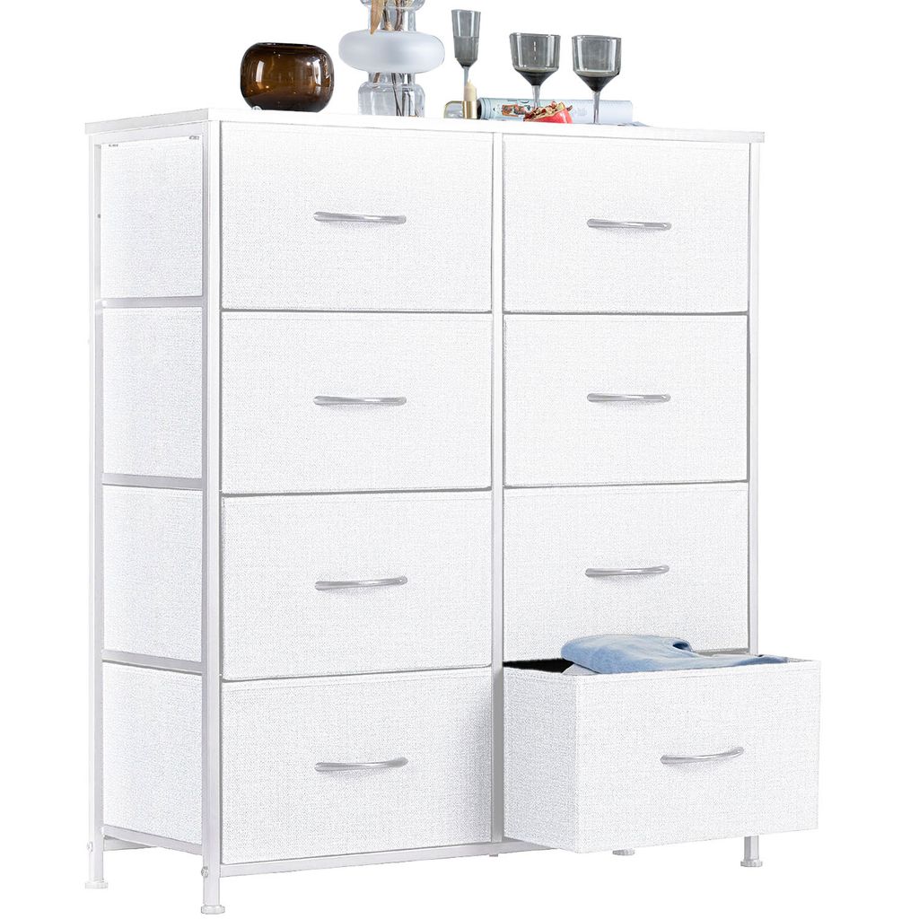 Schubkastenkommode Kommode Stoff 8 Schubladen Sideboard Mehrzweckschrank (Schubladenschrank), für Schlafzimmer, Wohnzimmer, Kinderzimmer, Flur, Au...
