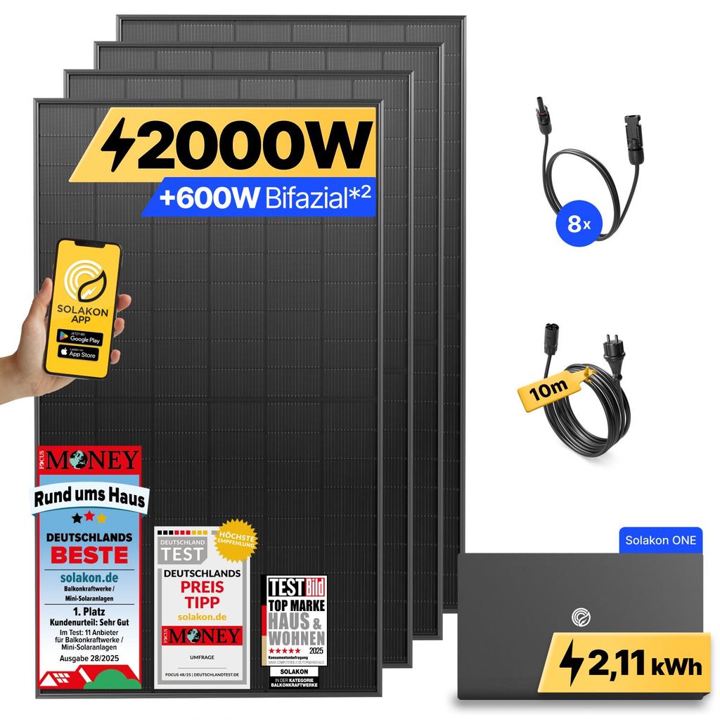 2000W Balkonkraftwerk mit Speicher Solakon ONE (2,11 kWh) Produktbild 