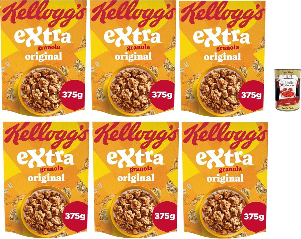 Cereali Extra "Granola Original" | Probieren Sie Granola| breakfast Cereals, Müsli mit knusprigem Hafer | 6x 375g + Italian Gourmet polpa 400g