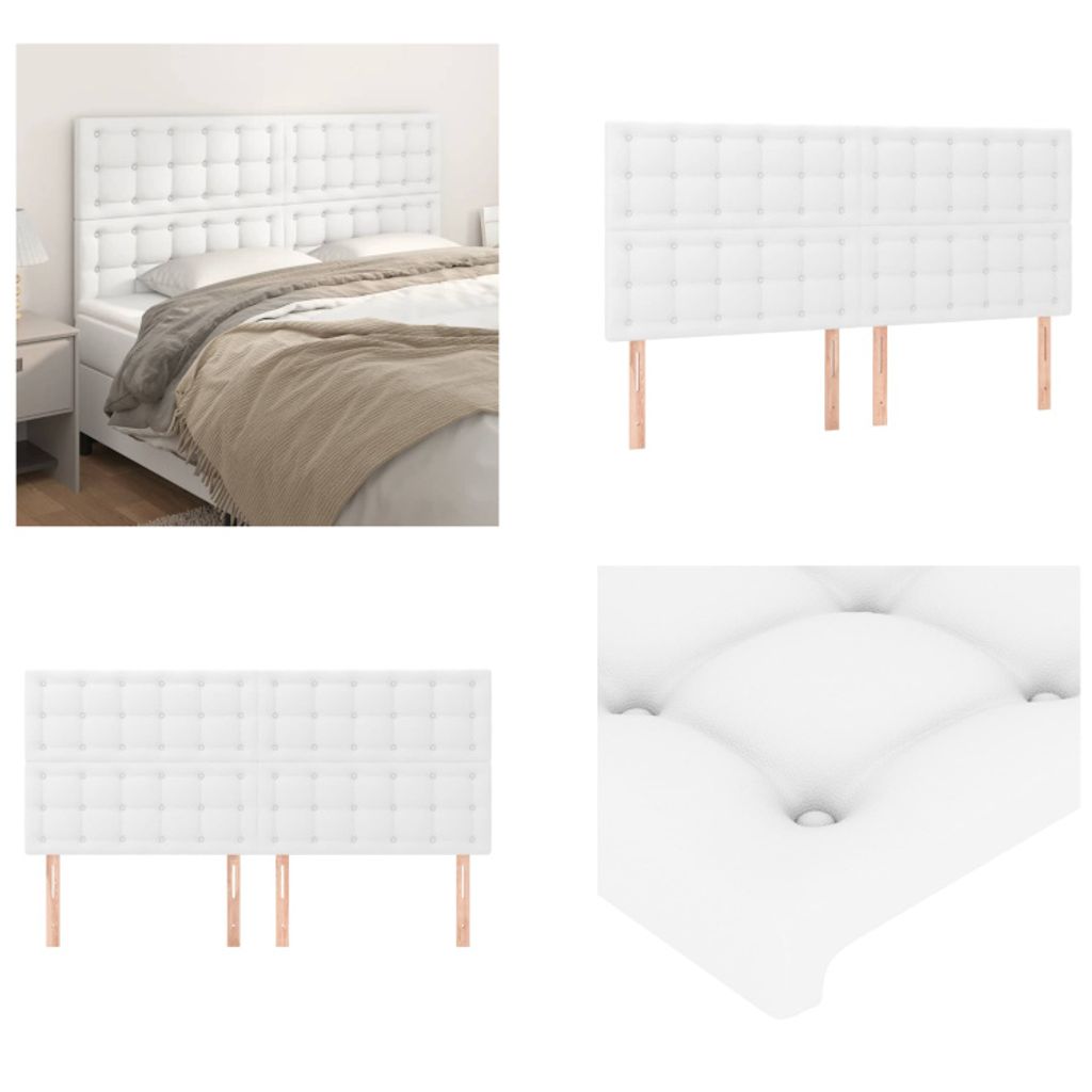 vidaXL Kopfteile 4 Stk. Weiß 90x5x78/88 cm Kunstleder - Kopfteil - Kopfteile - Bett-Kopfteil - Bettkopfteil