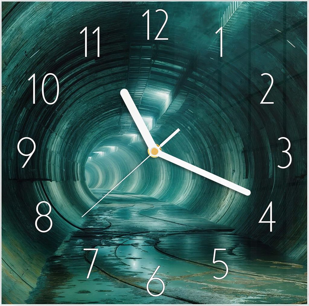 Wanduhr aus Glas mit Motiv Verlassener Tunnel- 30 x 30 cm - inkl. Aufhängesystem