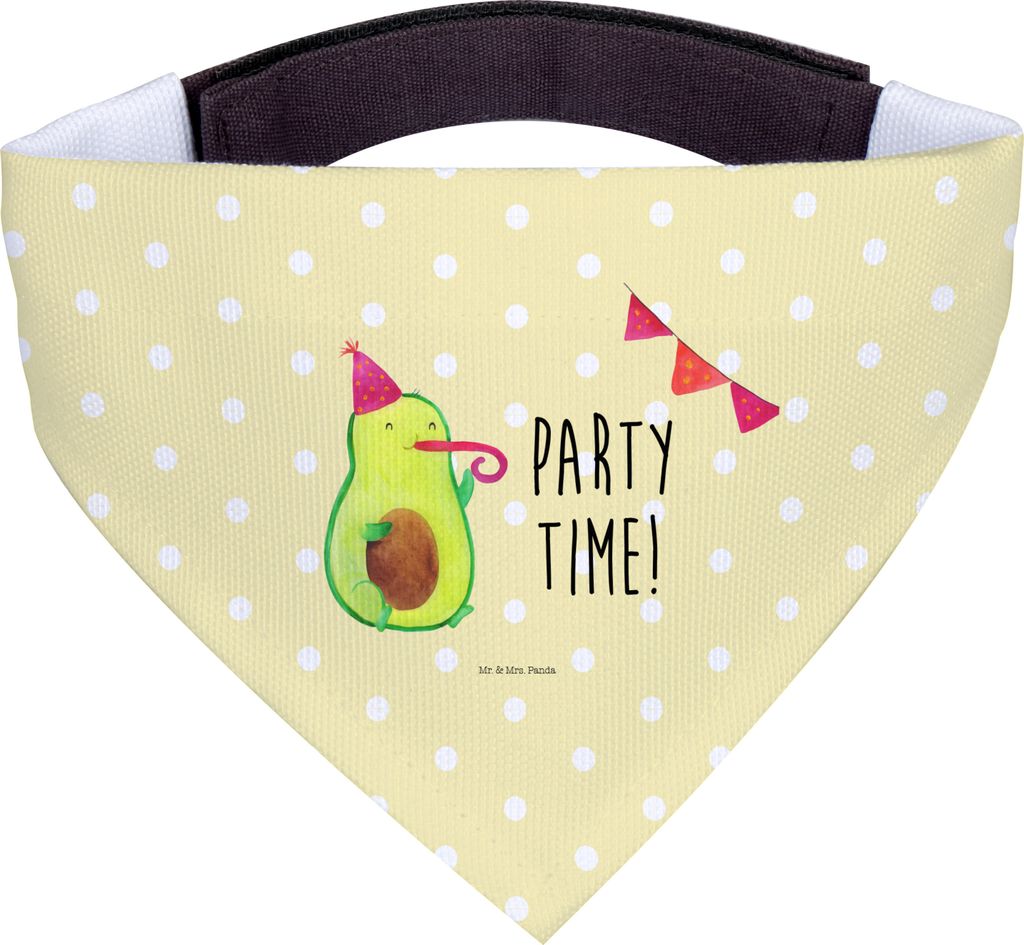 Mr. & Mrs. Panda Halstuch Avocado Party Zeit - Gelb Pastell - Geschenk, Hundehalstuch, Happy Birthday, Schal Für Hunde, Genießen, Hund, Tuch, Gl...