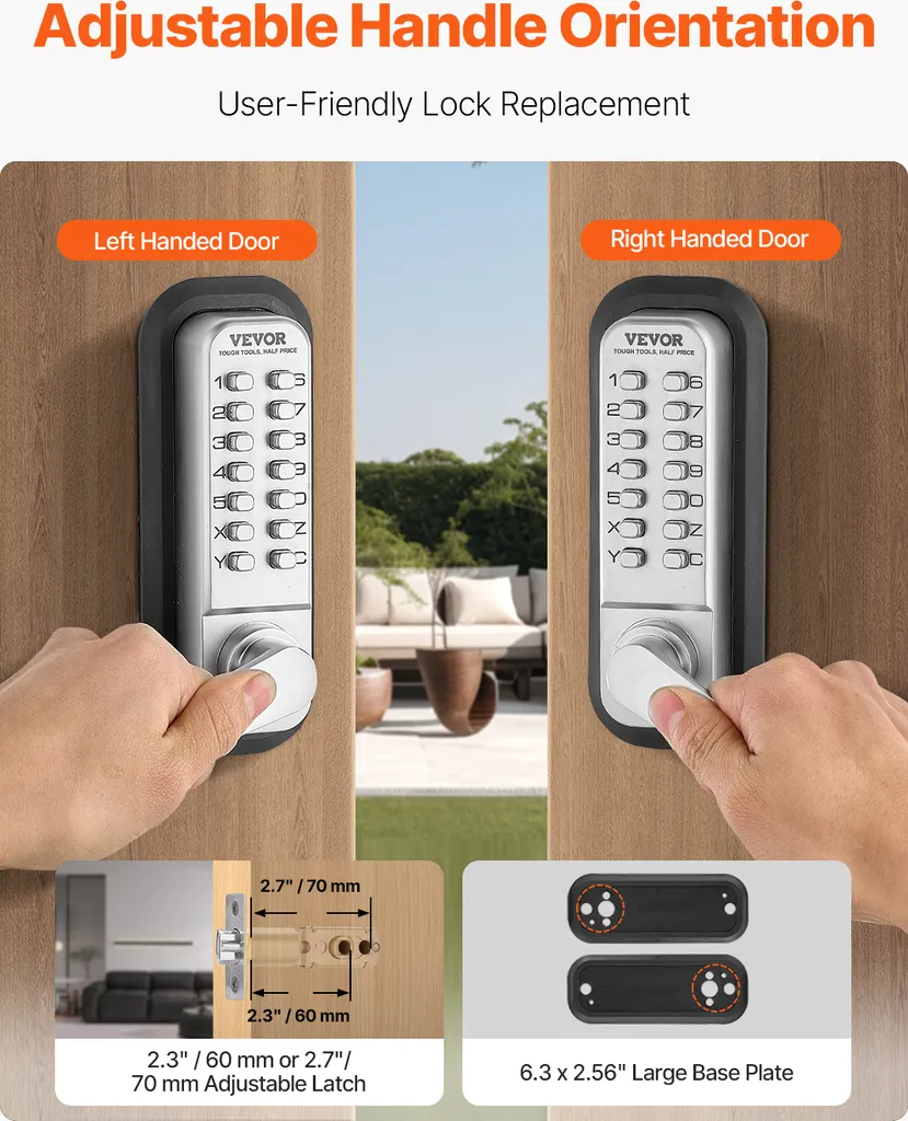 Serrure de Porte à Code Mécanique Extérieure - Verrou Inox VEVOR