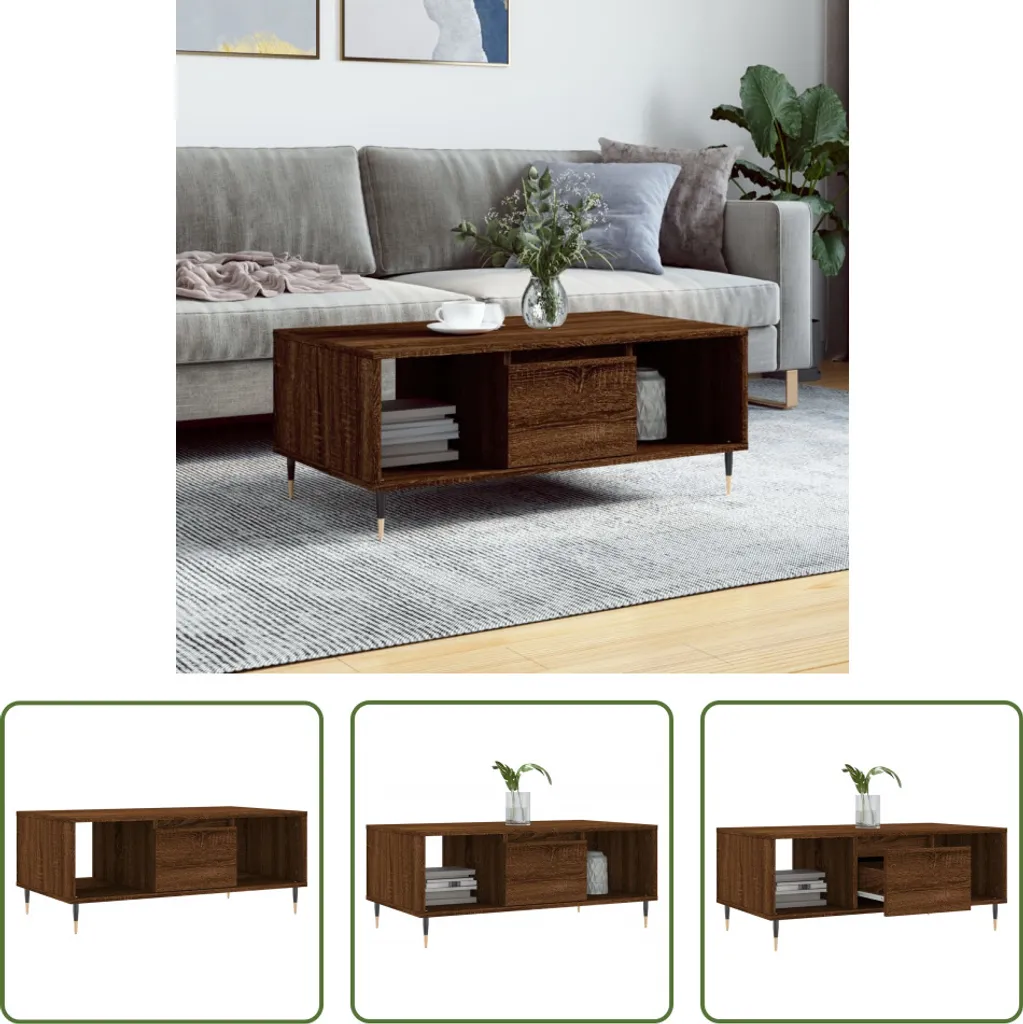 Tavolino da Caffè Rovere Marrone 90x50x36.5 cm - Elegante Living Store