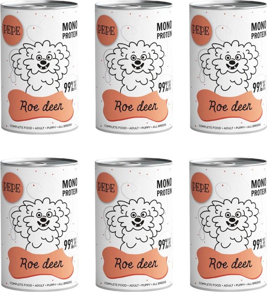 Pepe Rehfleisch-Tierpackung 99 % Rehfleisch 6 x 400 g Produktbild 