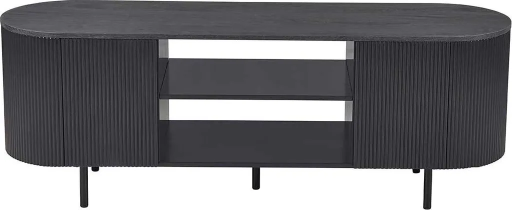 Meuble TV Lagos 160 cm brun foncé avec larges rangements horizontaux