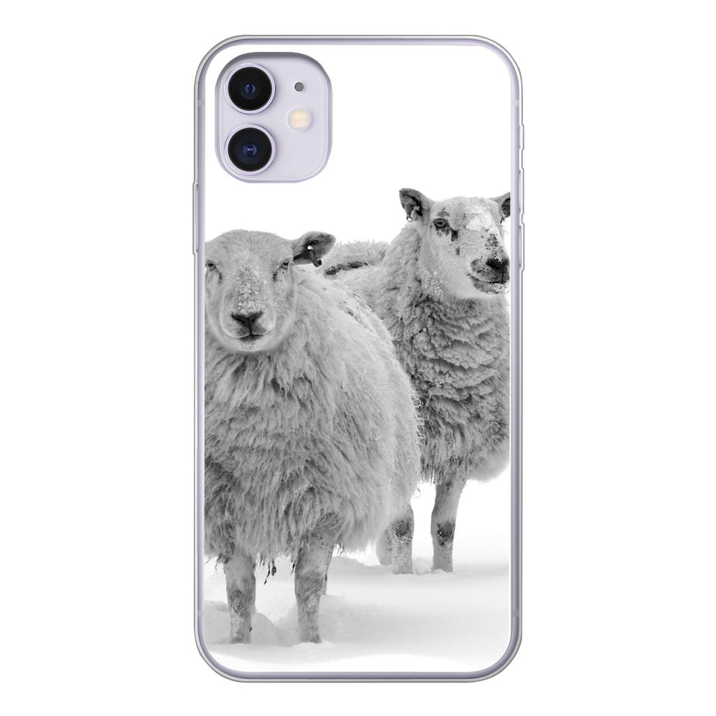 MuchoWow Handyhülle Schutzhülle Hülle für iPhone 11 Schafe - Schnee - Weiß Silikon Softcase Handy Hülle - Handytasche