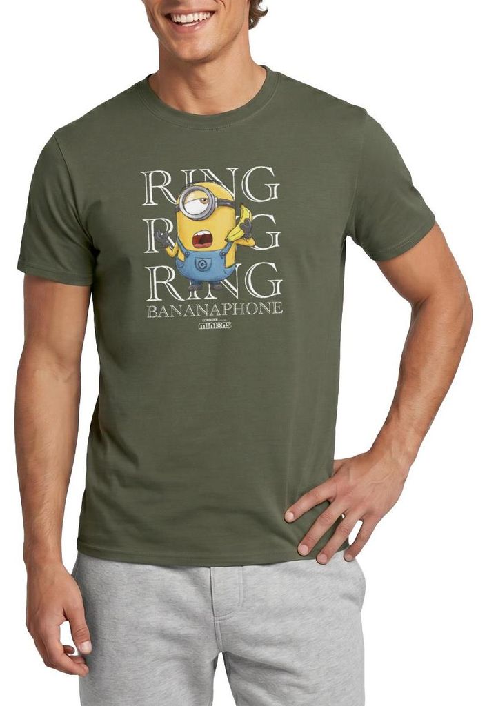 Spreadshirt Minions Ring Bananaphone Despicable Me Männer T-Shirt, 3XL, Militärgrün