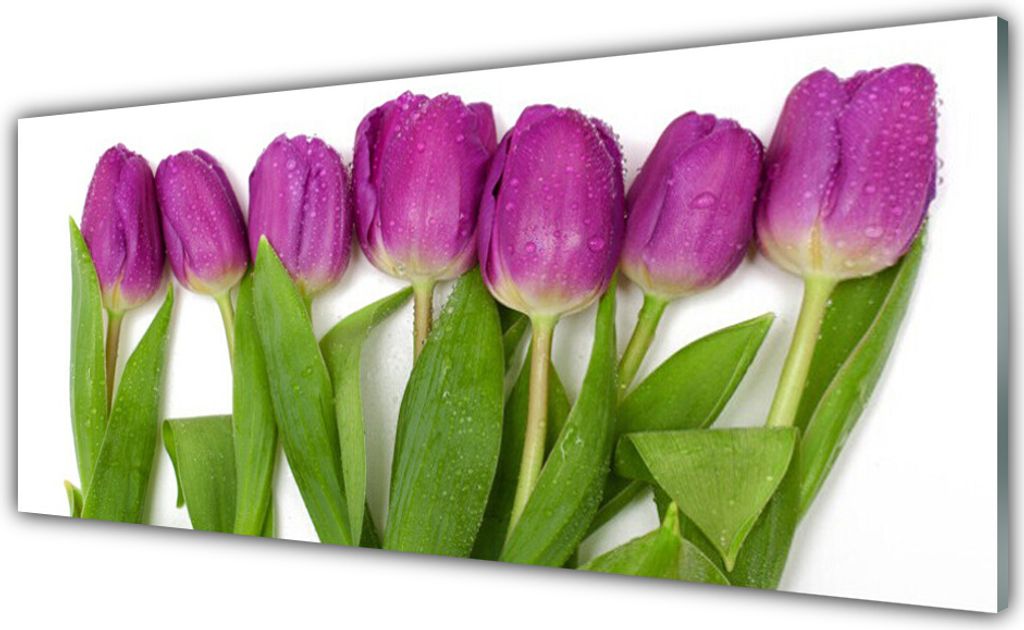 Küchenrückwand aus Glas 125x50cm Spritzschutz Tulpen Pflanzen