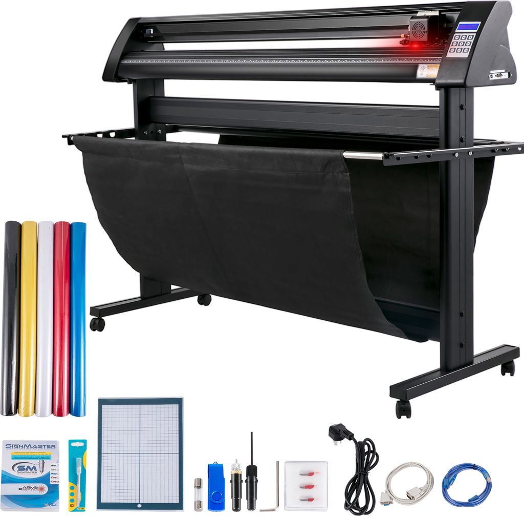SucceBuy 1350mm Vinyl Cutter, LED Bildschirm Plotter, halbautomatisch mit eingebautem optischen Auge, kompatibel mit SignMaster für Windows, inkl....