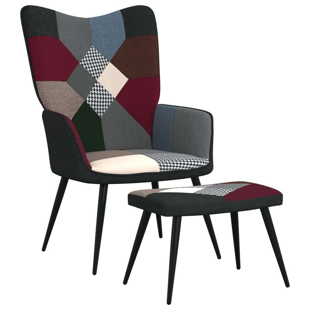 SYFAX Relaxsessel mit Hocker Patchwork Stoff