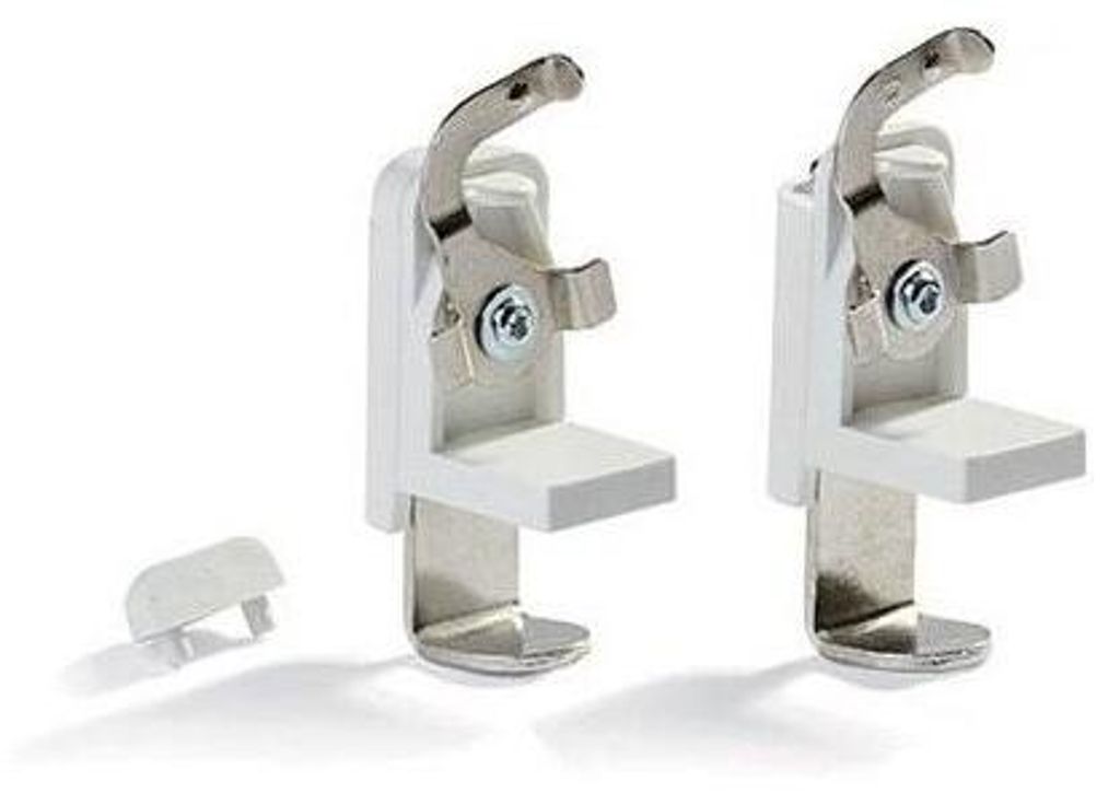 Interdeco Klemmträger mit Klemmriegel / Klemmbefestigung für Jalousien 27 x 19 mm Weiß, Pack. 2 Stück