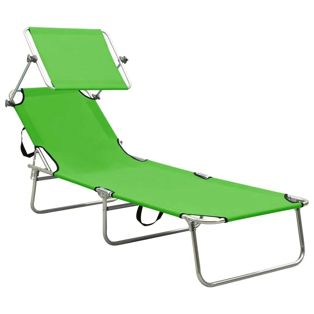 SYFAX™ Lettino Pieghevole con Baldacchino in Acciaio Verde Mela