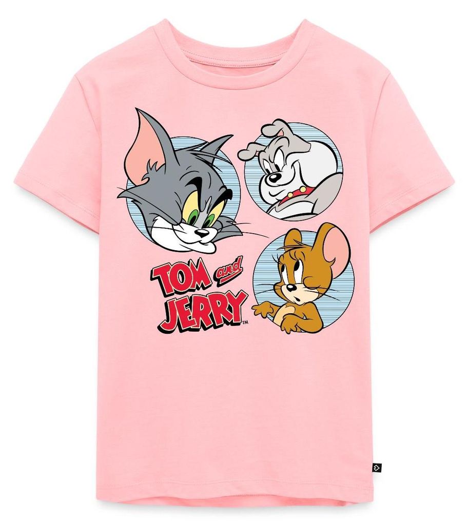 Spreadshirt Tom Und Jerry Spike, Tom und Jerry Kacheln Kinder Premium T-Shirt, 134/140 (8 Jahre), Rosa