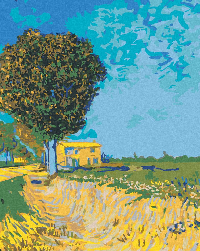 Zuty - Malen nach Zahlen - ALLEE BEI ARLES MIT HÄUSERN (VINCENT VAN GOGH), 40x50 cm, mit Keilrahmen (bereits gespannt)