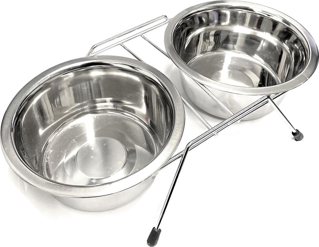 Rutschfeste Futterstation Ø 16,5 cm Hund Fressnapf Trinknapf Edelstahl Napf 2x 850ml Hundefressnapf Hundenapf