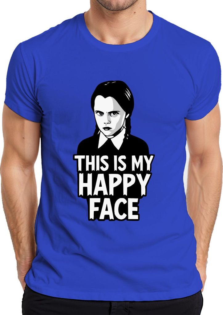This is my Happy Face Girl Wednesday Halloween Spruch Lustig Horror Herren T-Shirt, Blau, S