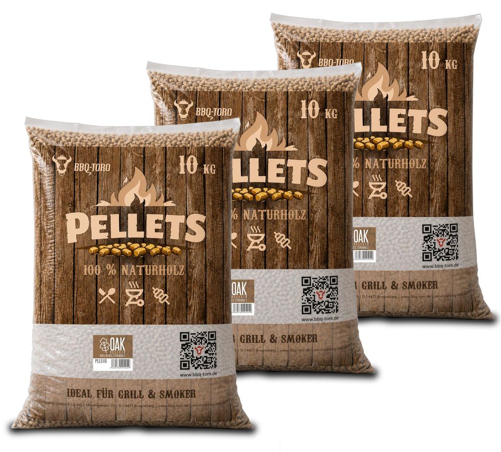 BBQ-Toro Oak Pellets aus 100% Eichenholz für Grill, Smoker und mehr, 30 kg, Hartholz, Smoking
