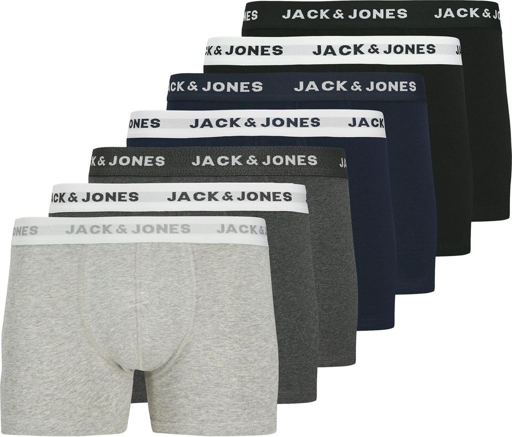 JACK & JONES Boxershorts 7er-Pack Kurze Unterhosen Logo Print JACBASIC Größe: M