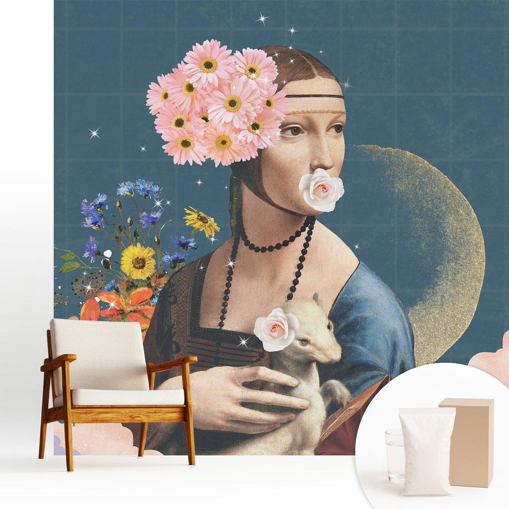 Fototapete - 250x250 cm - Tapete - Wandtapete - Wandbilder - Dekofolie - Tapete Folie - Wand - Dekoration - Wohnzimmer - Florale Eleganz