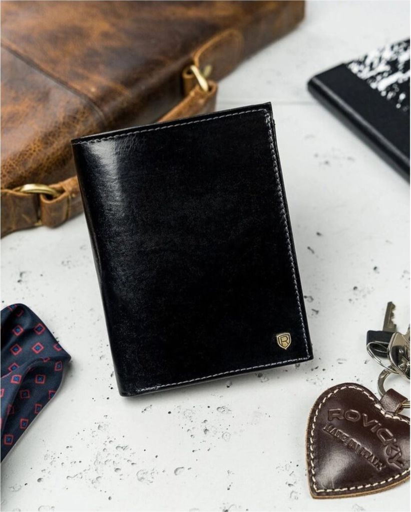 Rovicky Portemonnaie aus Leder für Männer N575-RVT schwarz One size