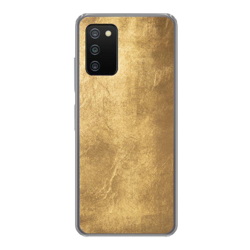 MuchoWow Handyhülle Schutzhülle Hülle für Samsung Galaxy A03s Licht fällt auf eine goldene Wand Silikon Softcase Handy Hülle - Schutz