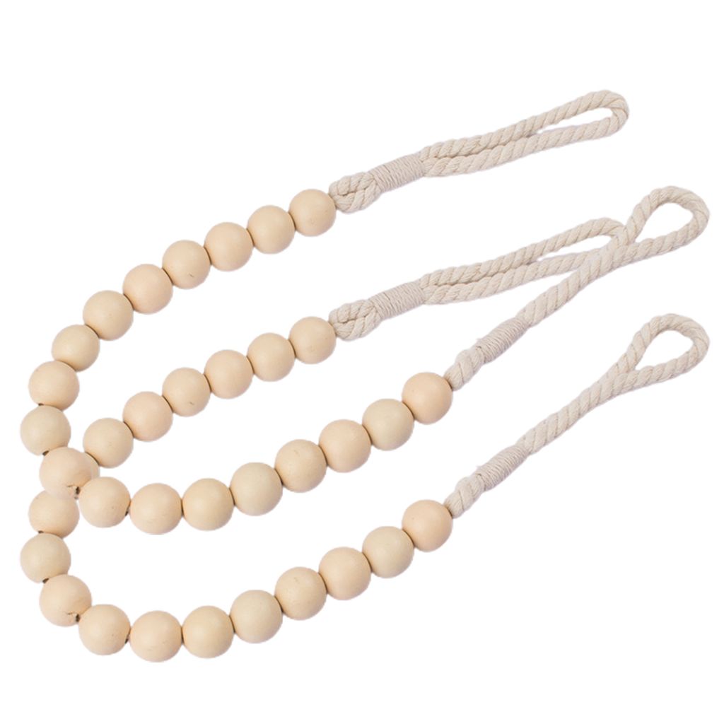 2pcs Vorhang Tieback Handwebseil vielseitige Anti-Skid-Holzperlen Drapehäfer Wohneinrichtung-Protokollfarbe