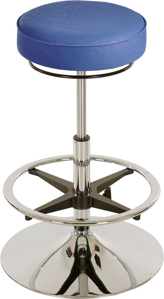 Drehhocker Indianapolis High | Sitzhöhe 58-83cm | Ø 50cm | Tragfähigkeit 110kg | Kunstleder-Sitz | Verchromter Stahltellerfuß mit Fußring | Li...
