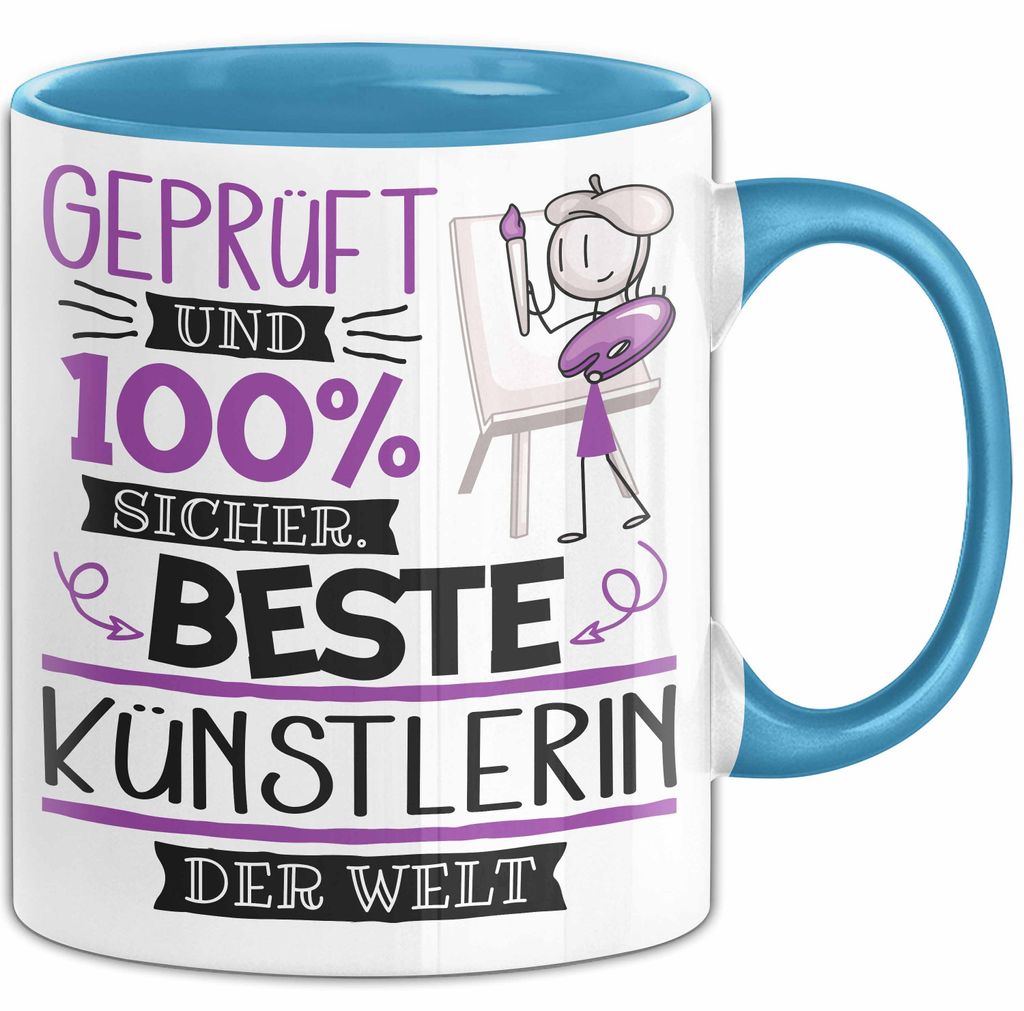 Beste Künstlerin Der Welt Tasse Geschenk für Eine Künstlerin Und Sicher Geschenkidee Geburtstag Weihnachten (Blau)