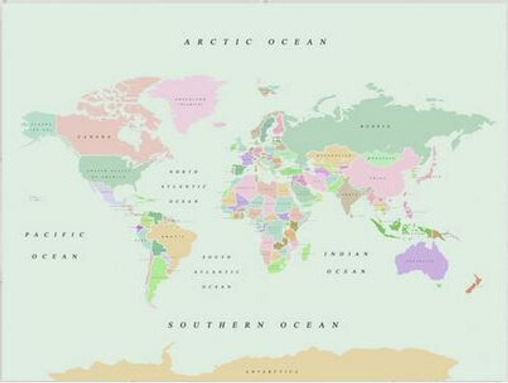 Miss Wood Weltkarte Woody Map Watercolor Retro L