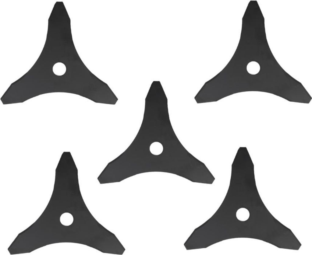 5x Trade-Shop Dickichtmesser / Schneideklinge 3-Zahn 255 x 25,4mm kompatibel mit AL-KO BC301 BC410 BC4535 BC4125, Demon QR415 QR430 Freischneider