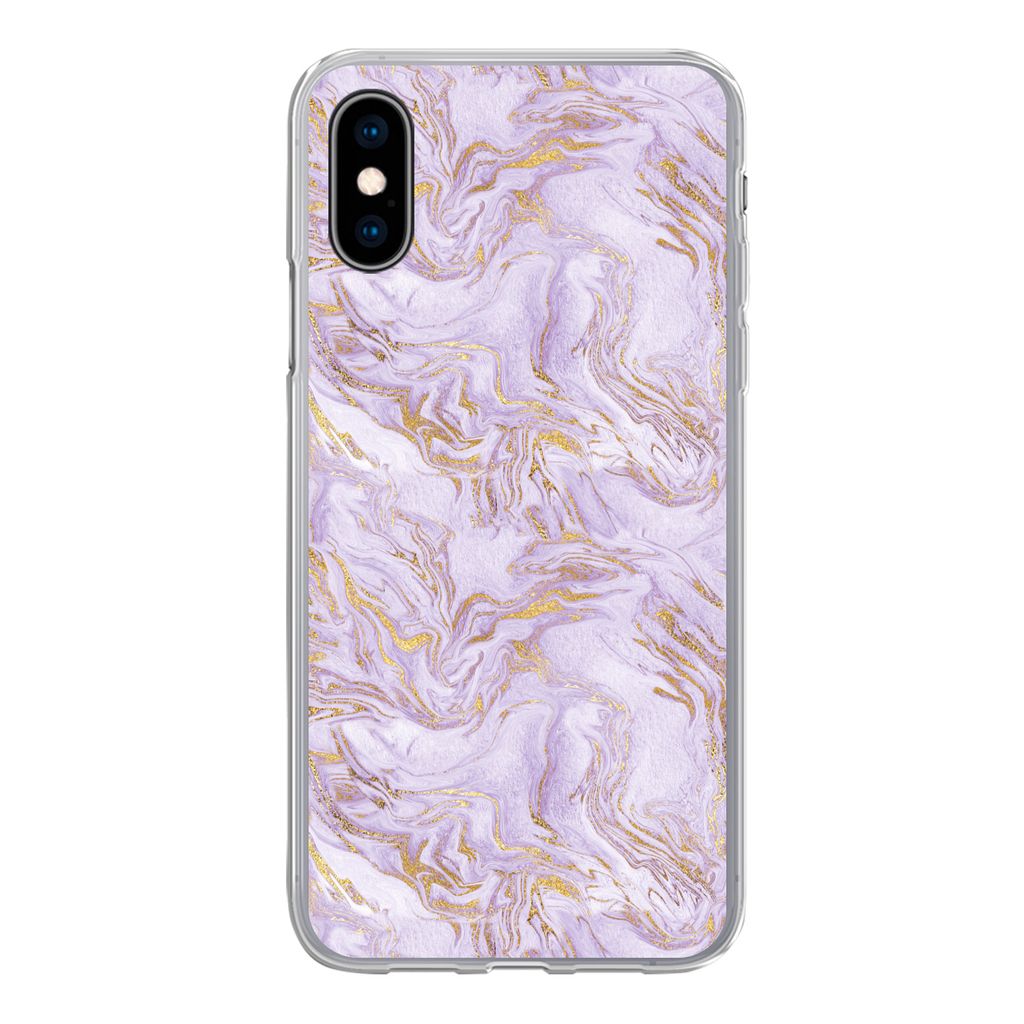 MuchoWow Handyhülle Schutzhülle Hülle für iPhone X Abstrakt - Marmor - Gold - Muster Silikon Softcase Handy Hülle - Handyhülle