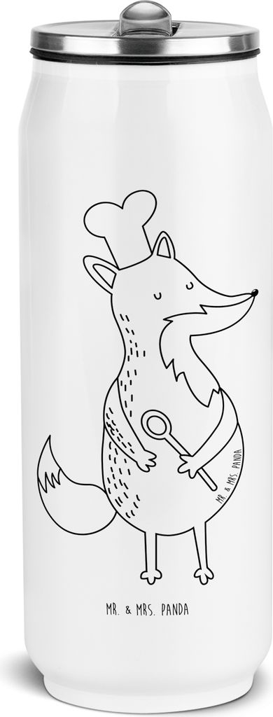 Mr. & Mrs. Panda Trinkflasche Fuchs Koch - Weiß - Geschenk, Bäcker, Thermosflasche, Wasserflasche, Spruch Lustig, Chefkoch, sport, Abendessen, Is...
