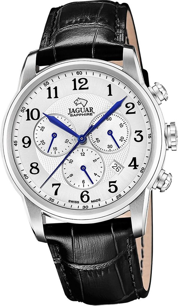 Jaguar Leder Herren Uhr Chronograph Elegant Luxus Armbanduhr schwarz Acamar D2UJ968/7