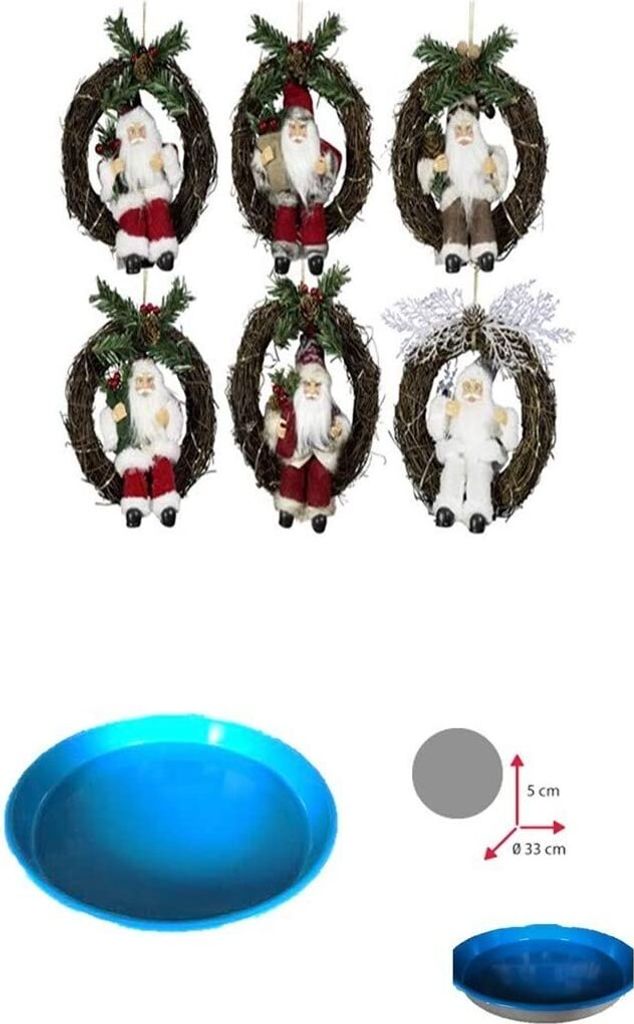 Weihnachtsdekoration Türkranz 18 cm mit LED Licht plus weihnachtsteller metallic