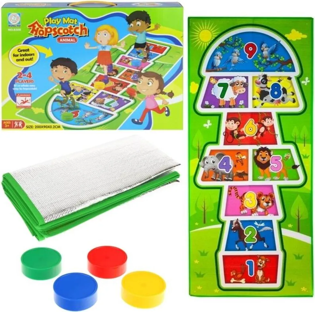 Tapis Marelle Géant pour Activité Physique Enfant 200x90 cm à la Maison