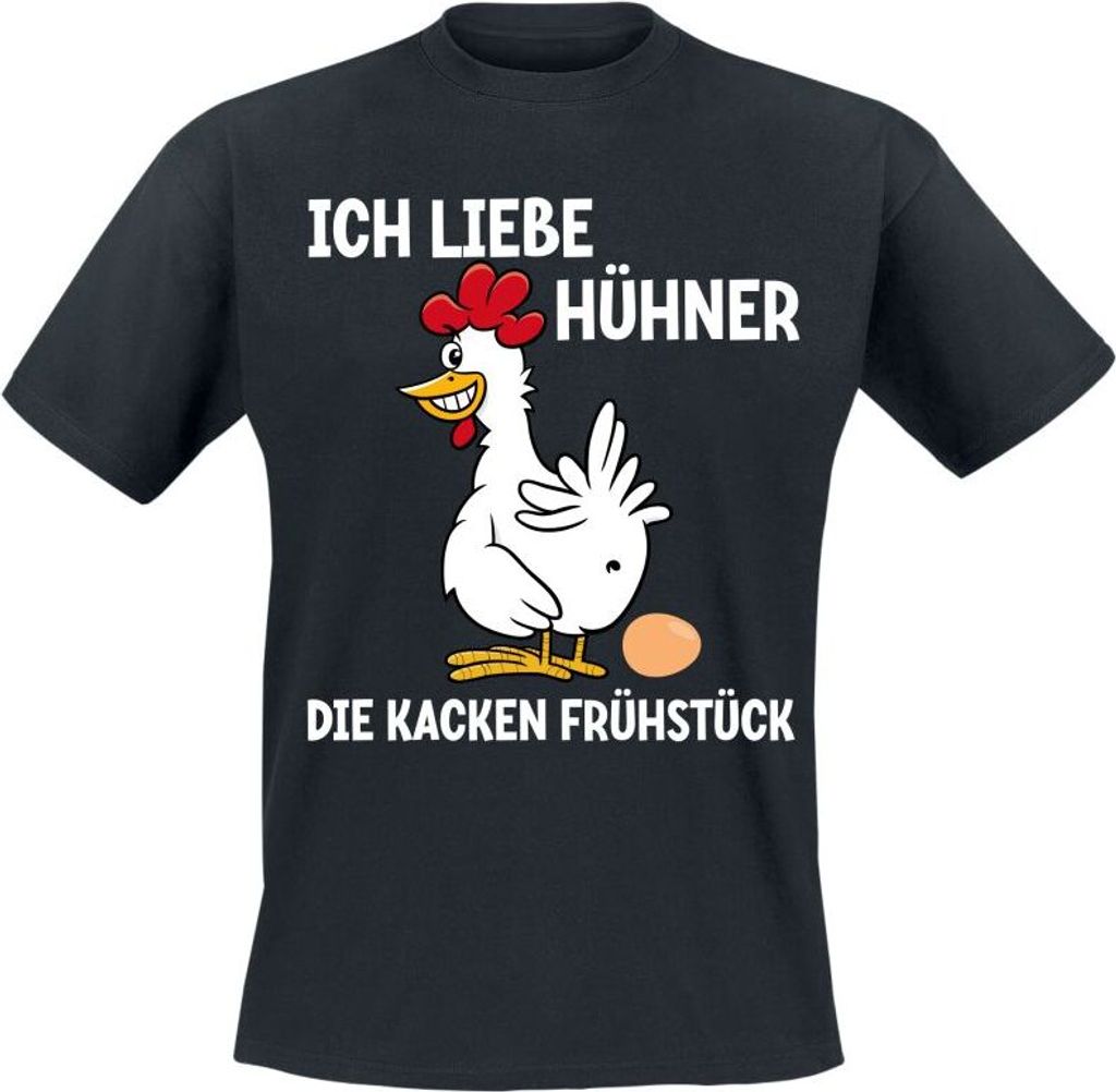 Tierisch T-Shirt Herren Ich liebe Hühner, die kacken Frühstück! schwarz M