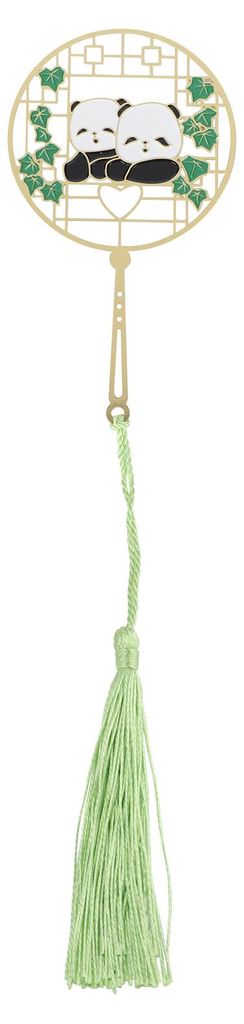 Metall-Lesezeichen, kreativer Seitenmarker, hohler Vintage-Buchclip im chinesischen Stil mit Quaste, Pandas auf der Fensterbank