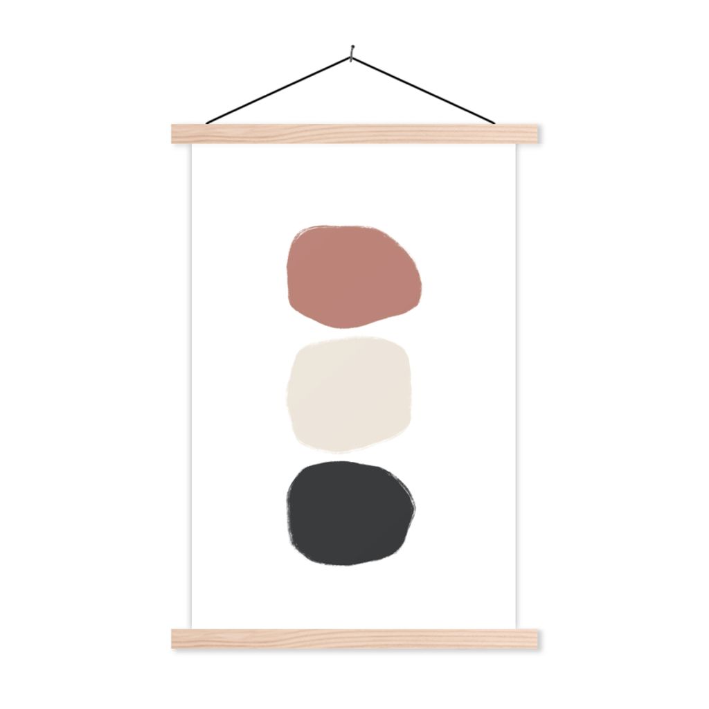 MuchoWow Textilposter Minimalismus - Pastell - Gestaltung 120x180 cm mit holzfarbenen Rahmen - Textil-Plakat