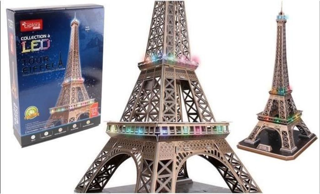3D Puzzle, Explora Tour Eiffel, LED Beleuchtung, 84 Teile, 78 cm Höhe