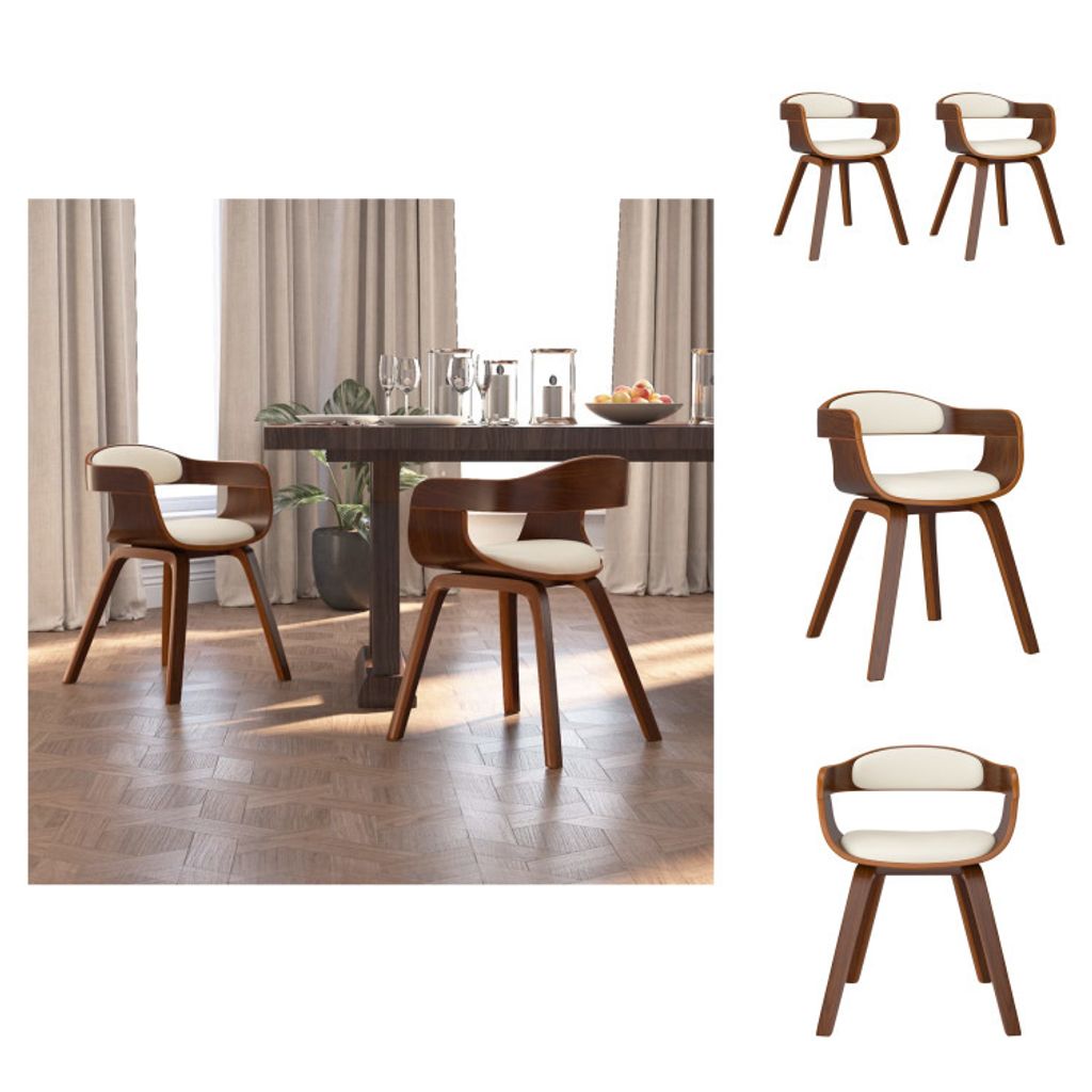 vidaXL Esszimmerstühle 2 Stk. Creme Bugholz und Kunstleder - Esszimmerstühle