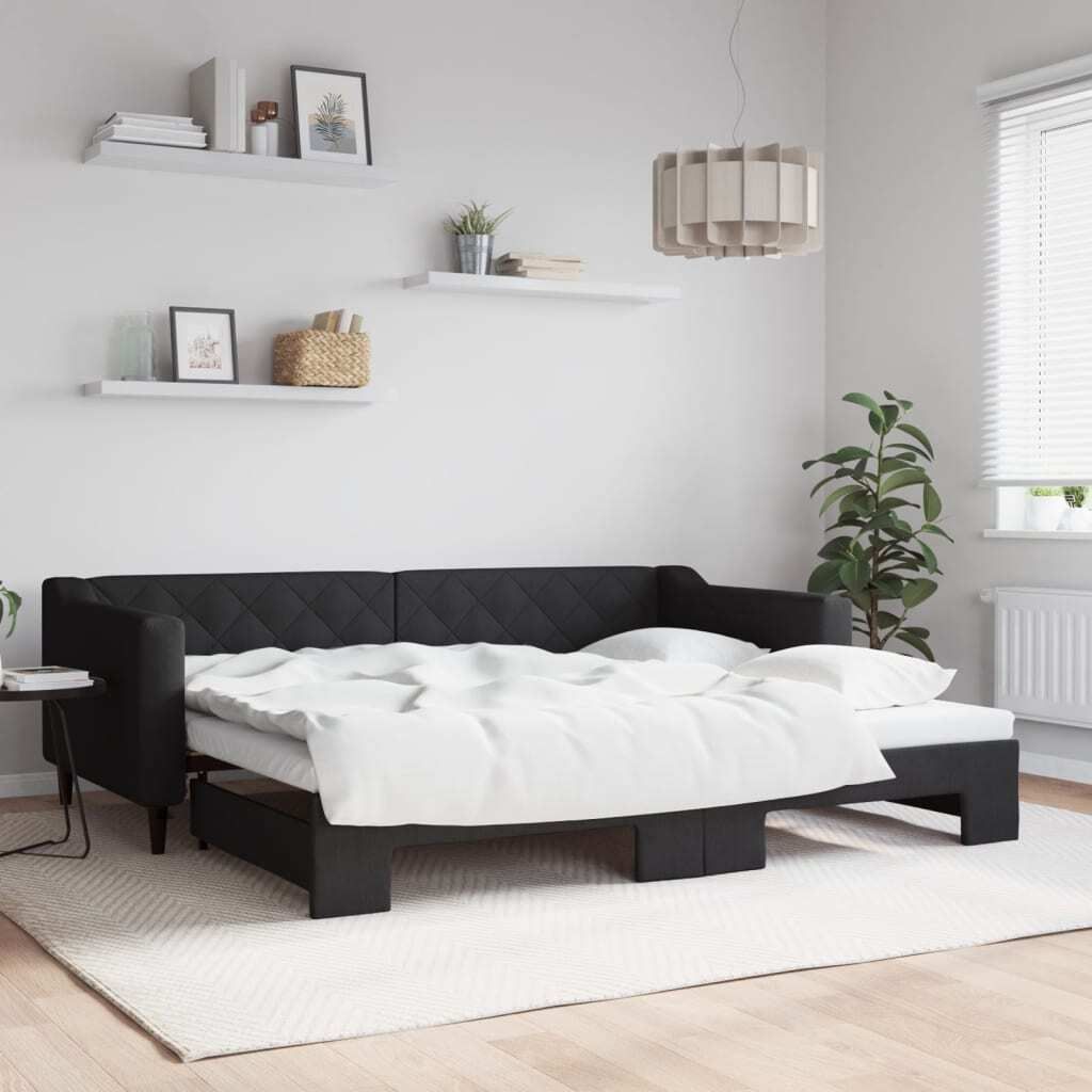 Maison Exclusive - Tagesbett Ausziehbar Schwarz 90x200 cm Stoff