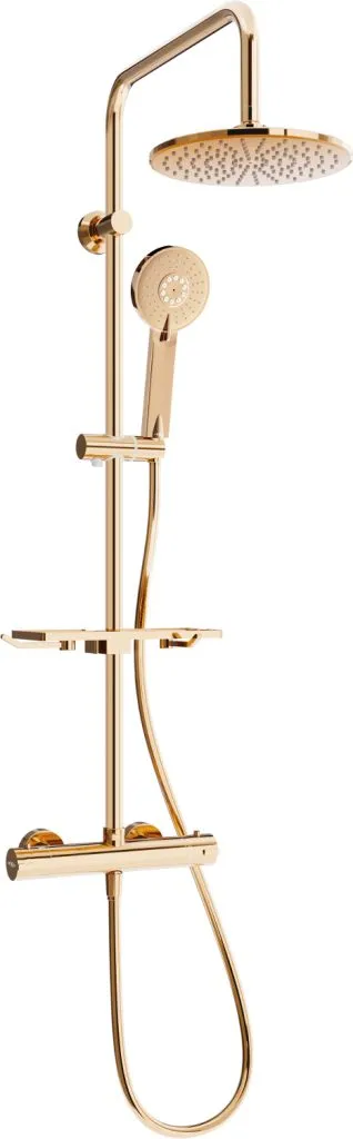 Ensemble de douche thermostatique sécurisé or rose Mexen KT40 pour famille