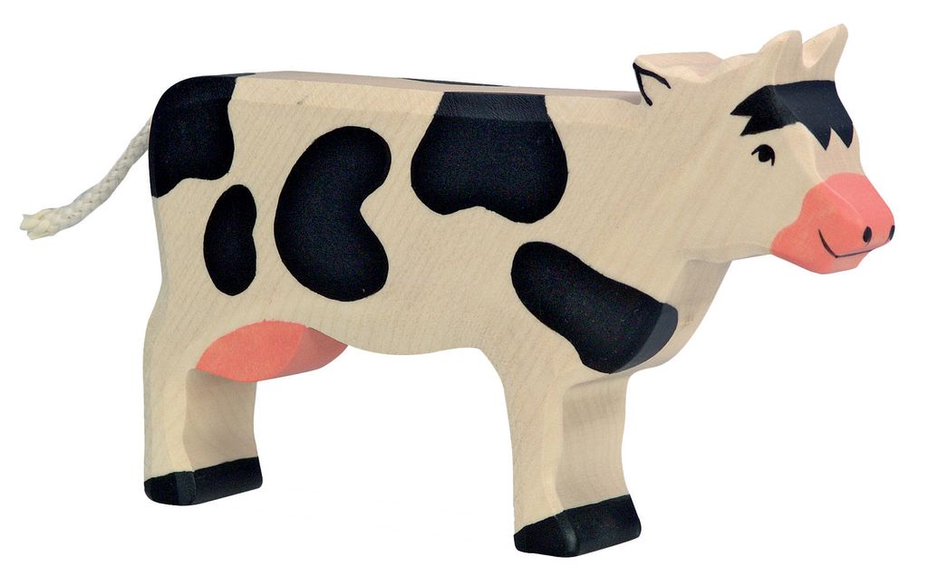Kuh schwarz Bauernhof Holzfigur Holzspielzeug von Holztiger Spielfiguren 
