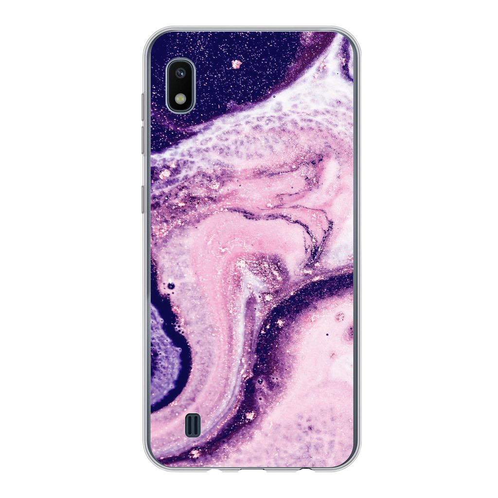 MuchoWow Handyhülle Schutzhülle Hülle für Samsung Galaxy A10 Marmor - Glitzer - Chic Silikon Softcase Handy Hülle - Schutzhülle