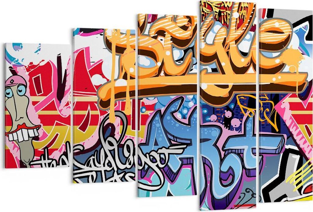 Bild auf Leinwand - Leinwandbild - Graffiti modern - 150x100cm - Wand Bild - Wanddeko - Wandbilder - Leinwanddruck - Bilder - Kunstdruck - Wanddeko...