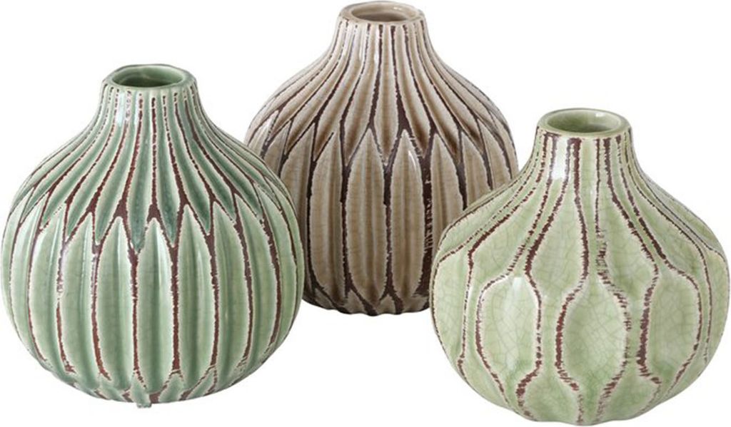 Vase im 3er Set im Shabby Chic Look aus Keramik Blumenvase Produktbild