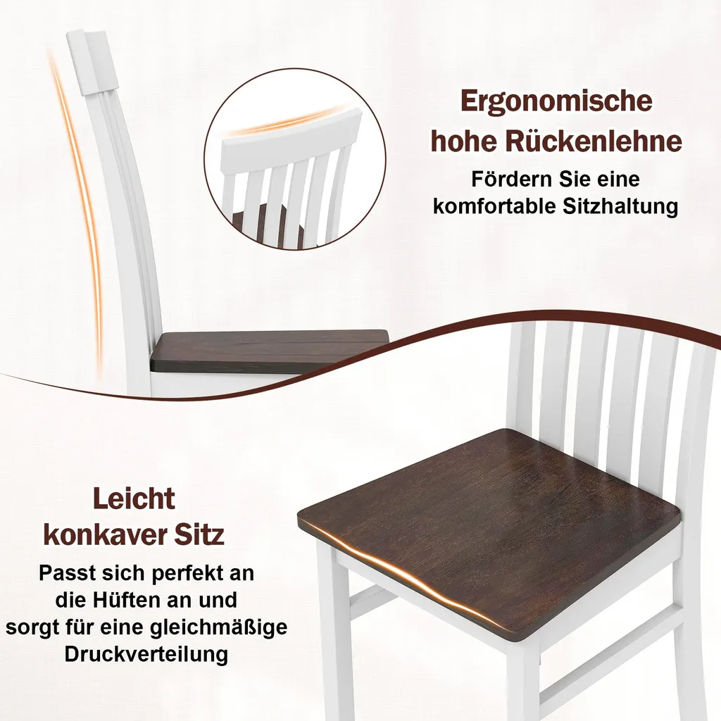 COSTWAY Set 2 Sedie Cucina Noce - Design Ergonomico Legno - 4